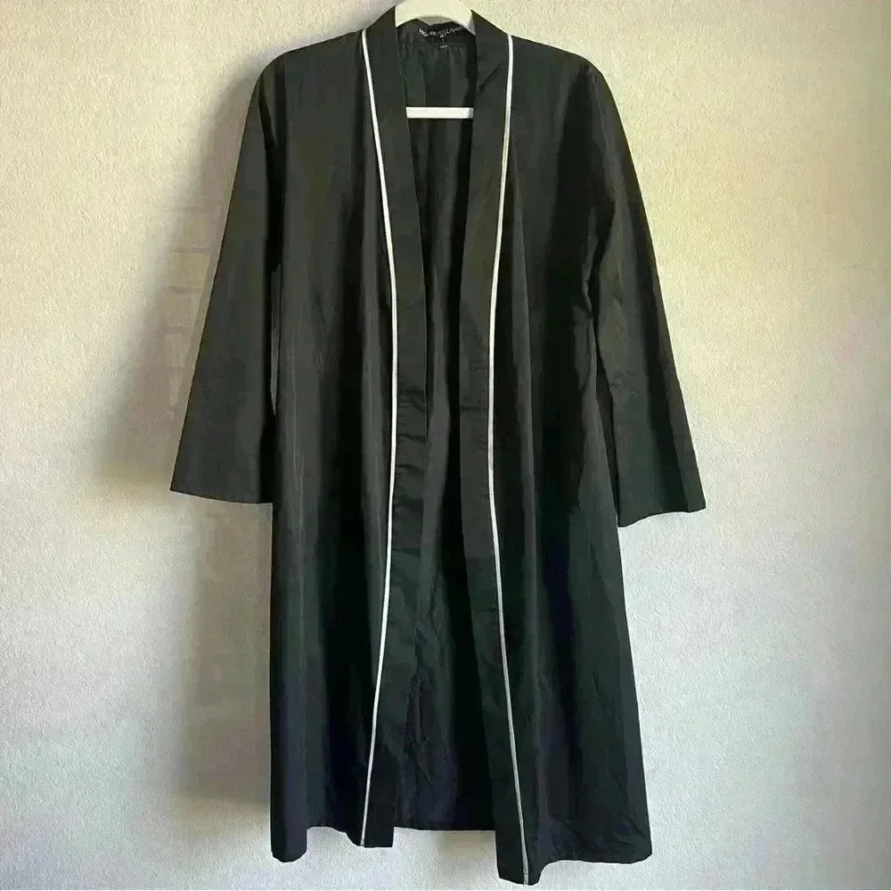 House of Lancry Women's Black White Stripe‎ Open Kimono Robe Size S